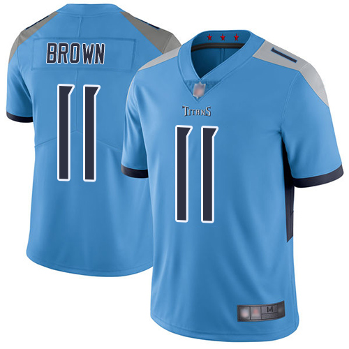 Tennessee Titans Limited Light Blue Men A.J. Brown Alternate Jersey NFL Football #11 Vapor Untouchable->nfl t-shirts->Sports Accessory